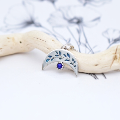 Srebrna Lunula z Lapisem Lazuli